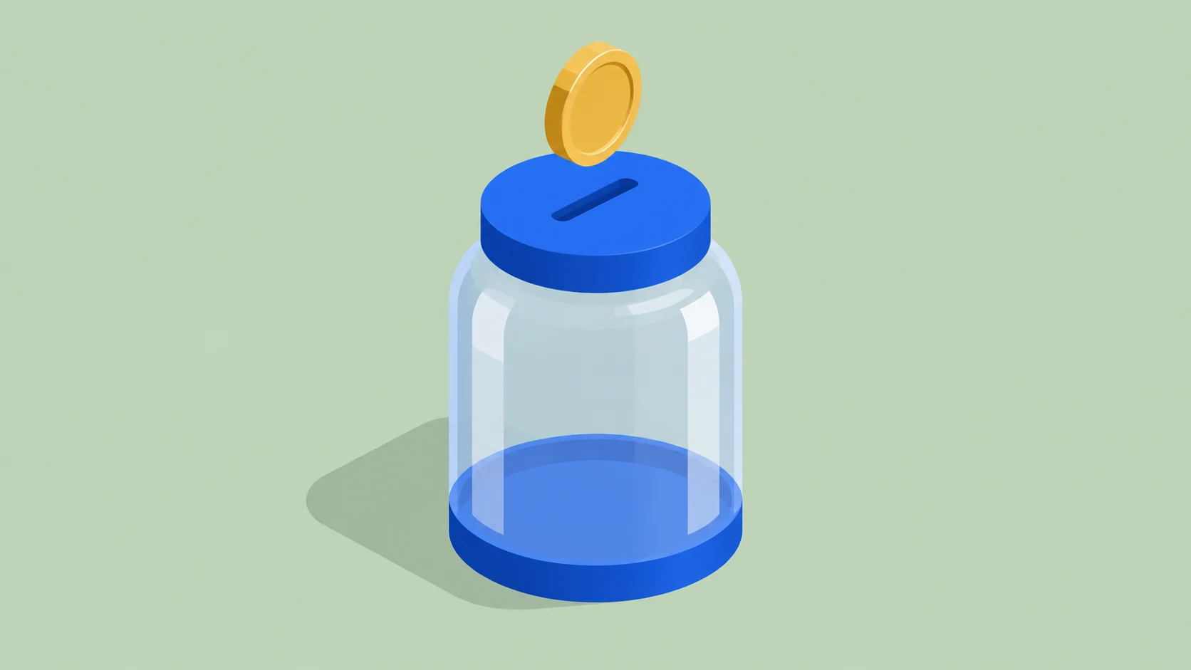 An isometric view of the same coin and jar keeps the projection and parallel axes consistent.